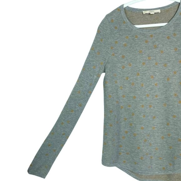 LOFT Gray Knit Pullover Sweater with Gold Foil Polka Dots, Medium - Picture 2 of 7